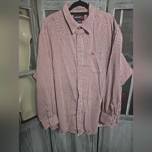 Men's Xxl FR Ariat Red Button Down Work Shirt, Excellent Preowned Condition.